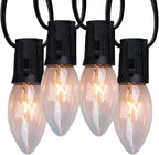 Minetom C9 Clear Christmas String Lights, 50FT 50 Bulbs Bright & Warm Outdoor Christmas Lights, Long Life C9 String Lights for Tree Patio Gazebo Wreath, Black Wire