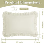 KKJIAF Ruffle Pillow Cases Queen Size Set of 2, Ruffled Pillow Covers with Envelope Closure, Wrinkle Resistant Ruffled Pillow Shams 20" x 30", Beige