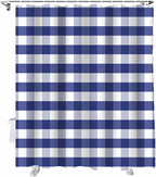Vandarllin Rustic Navy Blue White Buffalo Check Plaid Pattern Shower Curtain, Farmhouse Shower Curtains Set with Hooks, Waterproof Fabric Bathroom Curtains Decor Home Accessories,66 X 72 Inch Long