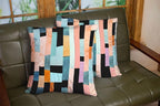 CAPSCEOLL Green Black Decorative Pillow Covers Geometric Multicolor Stripes Trendy Abstract Oil Painting Orange 18X18 Inch Set of 2 Throw Pillow Cover for Bedroom Couch Living Room Soft Pillow Covers