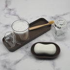 Bathroom Accessory Set - 10 Piece Brown Bathroom Accessories Set with Trash Can, Toothbrush Holder and Cup, Soap Dispenser, Soap Dish, Toilet Brush Holder, Vanity Tray, Qtip Holder, Tissue Box Cover
