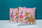 CAPSCEOLL 2PCS Pink Deer Pillow Covers 20X20Inch Christmas Cute Reindeer Bird Gift Box Joy Bulb Tree Merry New Year Throw Pillow Covers for Bedroom Sofa Living Room