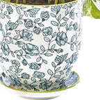 CHIVE ‘Liberte’ Ceramic Succulent Pots — 4.25” Cute Vintage Farmhouse Style Planters for Indoor Plants — Beautiful Home & Kitchen Decor — Green Flowers