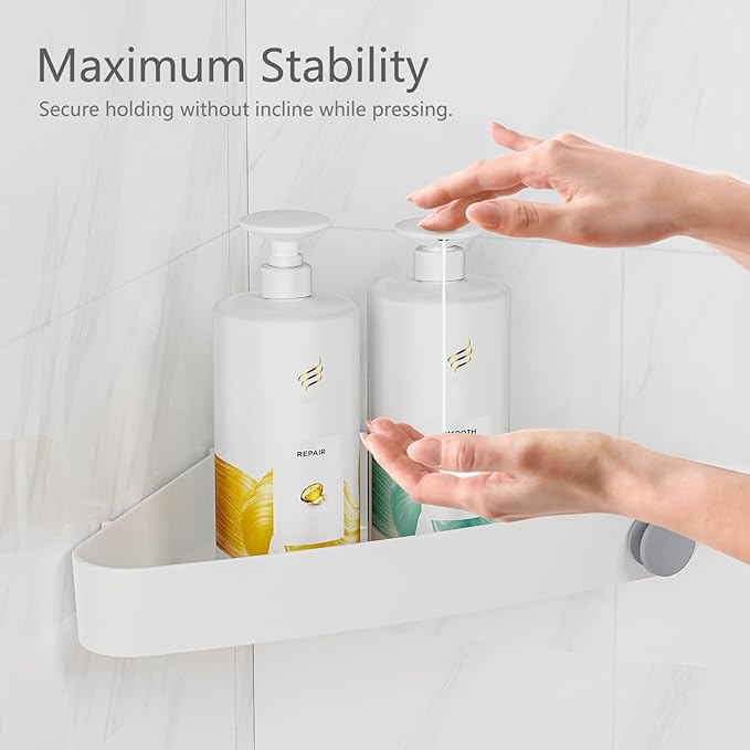 Sotfamily Shower Caddy Corner, 2 Pack Adhesive Corner Shower Shelves for Bathroom Organizers and Storage, Rust Free Plastic Rack for Bathroom Accessories & Decor, White