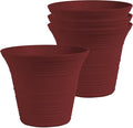 The HC Companies Sedona Round Self-Watering Pot - Lightweight Self Care Planter - Plastic Planter for Herbs & More - Durable Plant Pots for Indoor Plants & Outdoor Plants (9" Wild Red, Pack of 4)
