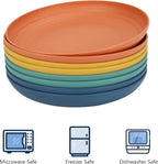 Homienly 10 inch Wheat Straw Dinner Plates Set of 8 - Alternative to Plastic, Microwave & Dishwasher Safe, Unbreakable Kids Plates with 4 Colors (Classic Bright)