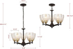 20" Chandelier for Dining Room, Brown Finish, 5 Light Hanging Chandelier for Living Room, Entryway, Bathroom and Bedroom EH1502C5