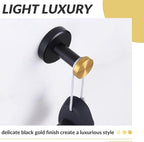 APLusee Black Gold Robe Towel Hook, Stainless Steel Coat Hanger, Clothes Holder for Bath Toilet Accessories, Wall Mounted