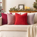 MIULEE Faux Fur Christmas Decorative Throw Pillow Covers 20x20 Inch Set of 2, Modern Spring Home Decor Soft Plush Couch Pillows Cozy Fluffy Cushion Covers for Sofa Bed Red