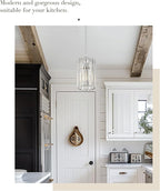 Polished Chrome Crystal Pendant Light, Modern Hanging Light Fixture, Mini Chandelier for Kitchen Dinning Room Bedroom, CKPL5510-1P-PC