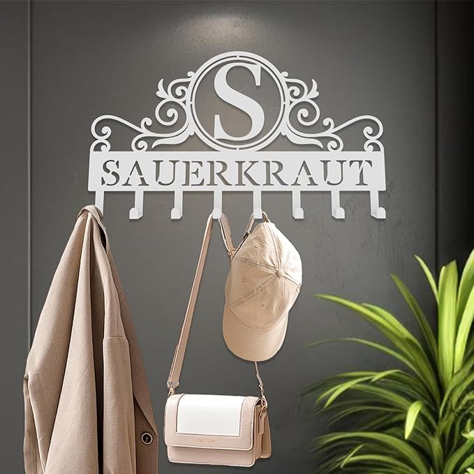 10" Custom Metal Key Rack Hooks, Personalized Key Holder for Wall,Name Background Letter Theme Wall Decoration Key Hooks, Key Hanger Organizer for Living Room, Entryway, Bathroom, Kitchen Decor