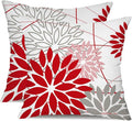 Red and Pink Grey Floral Pillow Covers 20x20 Set of 2 Outdoor Waterproof Decorative Throw Pillows Valentines Pillow Covers Polyester Cushion Case Decor for Couch Patio Funiture Garden Porch 01X20