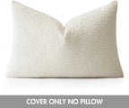 MIULEE Textured Boucle Throw Pillow Cover White Accent Solid Lumbar Christmas Pillow Case Decorative Soft Pack of 1 Couch Cushion Chair Sofa Bedroom Livingroom Home Decor,24x16 Inch