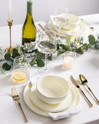 TheTerra Ceramic Dinnerware Sets for 4, 12 Pieces Porcelain Lightweight Plates and Bowls Sets, Scratch Resistant Dish Set, Oven & Microwave & Dishwasher Safe, Beige