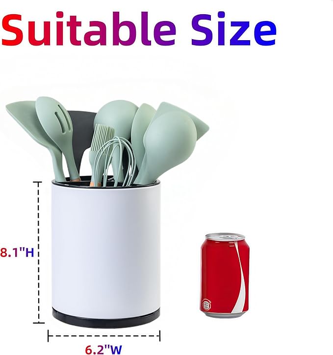Utensil Holder,4-in-1 Large Kitchen Utensil Holder For Counter,Rotating Silverware Organizer Cooking Flatware Spoon Spatula Tool Cutlery Container Stainless Steel Caddy