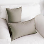 Jeanerlor Natural Cotton Linen Green Decorative 12"x20" Throw Pillow Case Cushion Cover with Twin Needles Stitch on Edge for Lumbar, (30 x 50cm), 2 Pcs, Gray