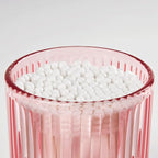 2 Pack Qtip Holders for Bathroom, Clear Glass Apothecary Jars with Lids,Vintage Bathroom Canisters for Cotton Balls,Swabs,Floss Picks,Hair Ties,Vanity Organizer and Storage Decor (Pink)
