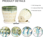Ceramic Planter Pots for Indoor Plants, 8Inch + 6 Inch Plant Pot with Drainage Holes, Saucers and Mesh Pads, Succulent Orchid Flower Pot -Set of 2