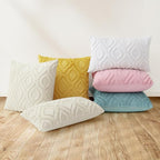decorUhome Fall Throw Pillow Covers 18x18 Inch Set of 2, Soft Plush Decorative Faux Fur Aqua Solid Couch Pillow Covers, Accent Farmhouse Neutral Square Euro Pillow Cases for Sofa Bed Living Room
