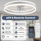 23.6'' Ceiling Fan with Light, Upgraded Low Profile Fan, Flush Mount Ceiling Fan, 6 Speeds, Dimmable LED, App & Remote Control, Quiet DC Motor, for Bedroom, Living Room, F105 White