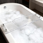 Premium Non-Slip Acrylic Bathtub Tray | Universal Spa Caddy for Tablets, Books & Wine | Fits Most Standard Tubs, Bath Essentials Holder 34”