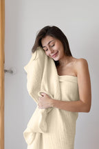 Muslin Hand Towel Pack of 4 18"x34" Inch Large Size, 100% Turkish Cotton, Thin, Soft, Quick-Dry, Lint-Free, Hand Towels (Natural, Pack of 4 Hand Towels)