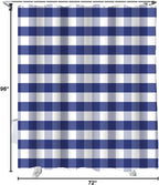 Rustic Navy Blue White Buffalo Check Plaid Pattern Shower Curtain, Farmhouse Shower Curtains Set with Hooks, Waterproof Fabric Bathroom Curtains Decor Home Accessories,72X 96 Inch Extra Long