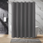 Inhousolu Fabric Shower Curtain Waffle Weave, Graphite Grey 230 GSM Heavy Duty, Weighted Hem, 14 Metal Hooks, Water Repellent, Machine Washable, Hotel Spa Luxury Bath Curtain Set, 72 x 84 Inch
