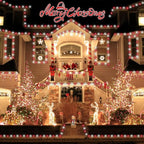 QITONG 4 Pack Red and White Solar Fairy Lights, Each 33ft 100 LED Christmas String Lights Outdoor Waterproof, 8 Modes Silver Wire Twinkle Lights