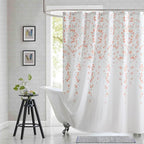 Long Fabric Shower Curtain, Orange and Gray Weeping Flower Shower Curtains for Bathroom, Modern White Bathroom Curtains, 72" W x 78" H