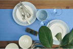 Solino Home Linen Table Runner 60 Inches - 100% Pure Linen Provence Blue Table Runner 14 x 60 Inch Ideal for Dresser and Coffee Tables - Fete - Christmas