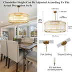 37" Modern Gold Round Chandelier,2-Tier 8-Light Water Ripple Crystal Glass Chandeliers,for Dining Room,Living Room,Bedroom,High Ceiling,Foyer Entryway,Luxury Chandelier