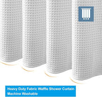 AmazerBath White Shower Curtain Fabric, Waffle Shower Curtain Polyester, Luxury Cloth Shower Curtains for Bathroom, Hotel Quality, Machine Washable, Heavy Duty, 72 x 72 Inches (Matte White)