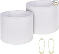 Drum Lamp Shades Set of 2, White Large Lampshades 15" Top X 15" Bottom X 12" Height, ALUCSET Large Lampshades Spider Fitter, Natural Linen Lamp Shade, Easy Assembly Required with 2 Lampshade Holders