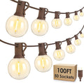 Mlambert 100Ft LED Outdoor String Lights, Dimmable G40 Globe Patio Lights with 50+3 Waterproof Shatterproof Bulbs for Backyard Porch-Brown Cord 1 Pack