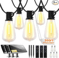 300FT Solar String Lights Outdoor Waterproof, Solar Patio Lights with Remote Control & 90+5 Dimmable ST38 Edison Bulbs Shatterproof,Solar Powered String Lights for Outside Garden Backyard
