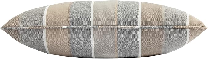 Outdoor Lumbar Pillows Water Resistant 12x20 inch,Decorative Throw Pillow Set of 2 with Insert,Hidden Zipper Headrests for Patio Furniture Sofa Couch Chair(Gray Stripe)