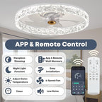 20'' Ceiling Fan with Light, Upgraded Low Profile Fan, Flush Mount Ceiling Fan, 6 Speeds, Dimmable LED, App & Remote Control, Quiet DC Motor, for Bedroom, Living Room, F098 White