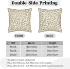 KSLIDS Sage Green Beige Floral Soft polyesterThrow Pillow Covers Set of 2 Vintage Brown Flower Decorative Pillow Covers 18x18 Inch Rustic Pillow Case for Sofa Couch Bedroom Farmhouse Home Decor