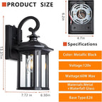 JYZ Dusk to Dawn Outdoor Wall Lighting, Exterior Porch Light Fixture, Waterproof Outdoor Wall Mount Lantern, Classic Black Sconce Lamp Outside for House Doorway Garage Patio Yard