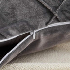 JAUXIO Diamond Pinch Pleated Crystal Velvet Pillowcases 2 Pack Solid Pintuck Throw Cushion Cover for Home Decor Hidden Zipper Closure (Dark Grey, King)