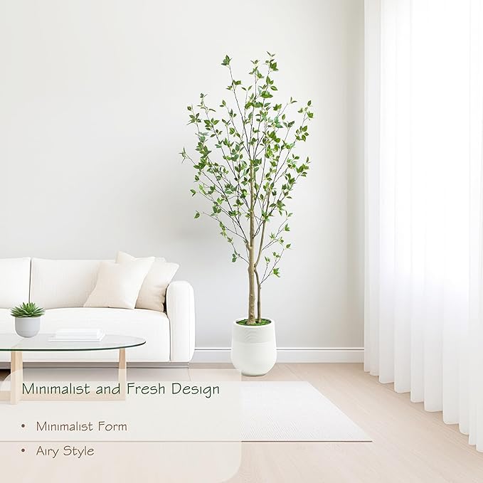 Bellacat 6ft Minimalist Artificial Citrus Tree with Large Exquisite Planter, 72in Faux Citrus Tree with Realistic Leaves, Faux Tree Indoor Outdoor for Home Office Living Room Bedroom Porch Decor.