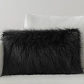 Phantoscope Faux Fur Solid Decorative Pillow Cover Fluffy Throw Pillow Mongolian Luxury Fuzzy Pillow Case Cushion Cover for Bedroom and Couch,Black 12 x 20 Inches