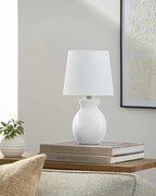 BoutiqueRugs Liliac Boho Ceramic Bedside Table Lamp for Bedroom Nightstand - End Side Lighting for Living Room - Shade Cotton - White - 15" H