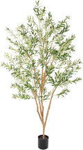 Bellacat 8ft Super Fuller Faux Olive Tree with Multiple Real Wood Trunks, 96in Olive Trees Artificial Indoor with Realistic Fruits & Leaves, Fake Olive Tree for Indoor & Outdoor Home Office Décor