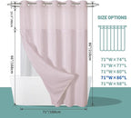 BlushPink Extra Long No Hook Waffle Weave Shower Curtain with snap-in Liner Replacement, 230GSM Waterproof Fabric Hotel Shower Curtain Set for Bathroom, Through Mesh Top Window,71Wx86H
