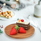 2 Pcs Small Wooden Dessert Plates for Eating Acacia Wood Snack Appetizer Plate 6 inch Mini Cute Salad Dinner Plates Reusable Round Non Toxic Platos Saucer Plate for Food Flat Picnic Serving Dishes