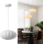 11.5in Small Lantern Pendant Light, Imitation Silk Lampshade, White Bubble Pendant Light, Large Hanging Lamp Simple Chandelier for Dinning Room Kitchen Island Bedroom Restaurant Cafe