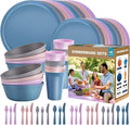 40-Piece Unbreakable Kids Dinnerware Set for Toddlers & Children, BPA-Free & Easy-Clean PP Plates and Bowls, Microwave & Dishwasher Safe, Complete Family Pack (Service for 8)