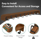 Coat Rack Wall Mount with Hidden Hooks Entryway Hanging Shelf Modern Wood Coat Hanger for Bedroom Kitchen Hallway Bathroom (Walnut,32.7 Inch Long)